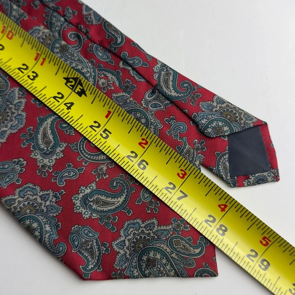 Adams Row Mens Red Paisley Silk Necktie Wide Blade Classic Business Formal Tie